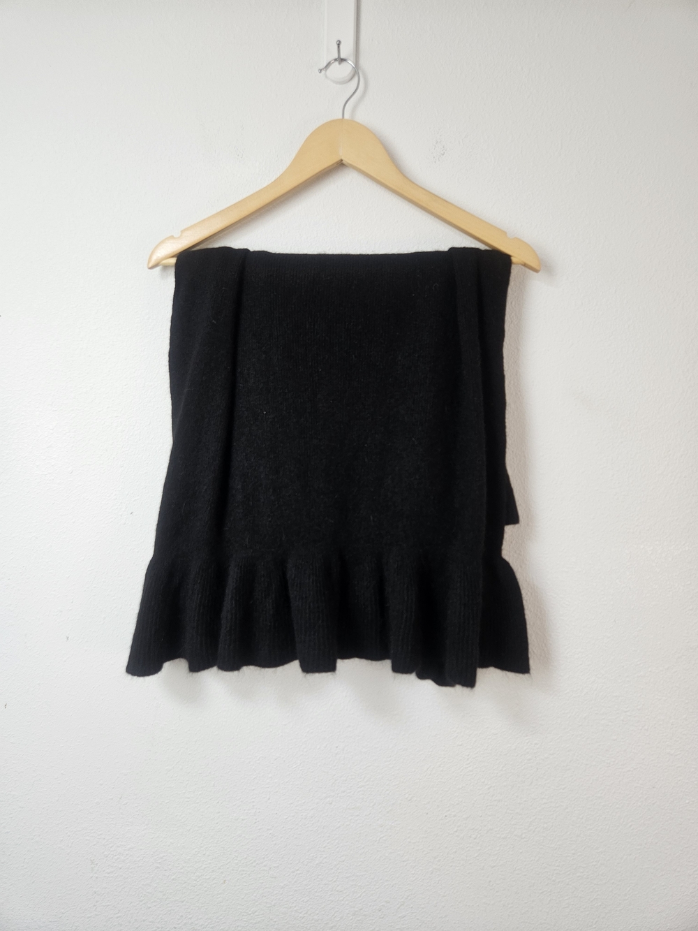 Renee's New York Wool Angora Black Ruffled Scarf
